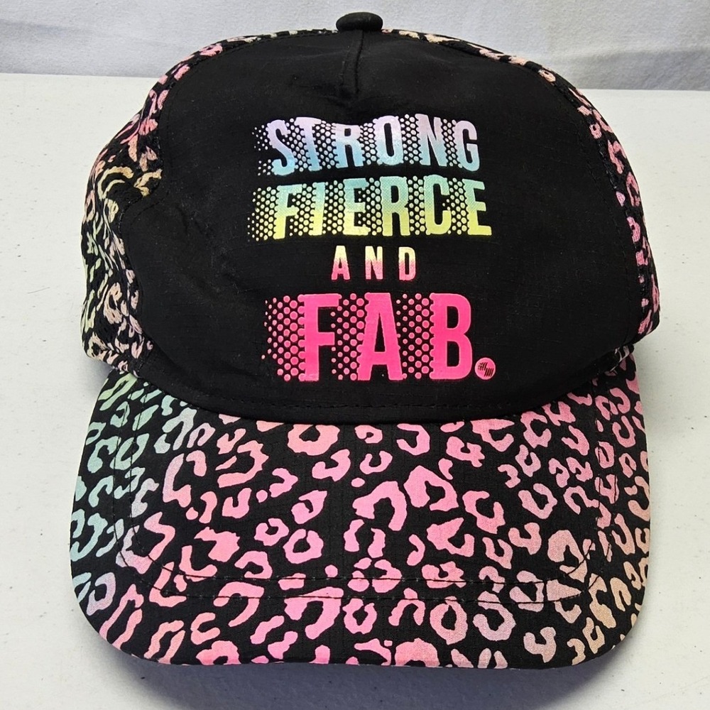 Place Sport Snapback Hat Boys L/XL Black Rainbow Leopard Strong‎ Fierce Fab Cap